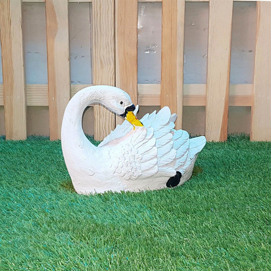 Garden Decor Wonderland Garden Statues | Swan Facing Back Statue For Balcony And Garden Decoration