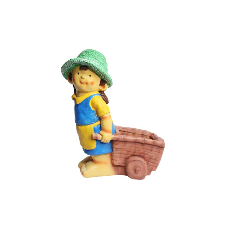 Garden Planters Wonderland | Girl Statue Pulling Cart For Garden Decoration