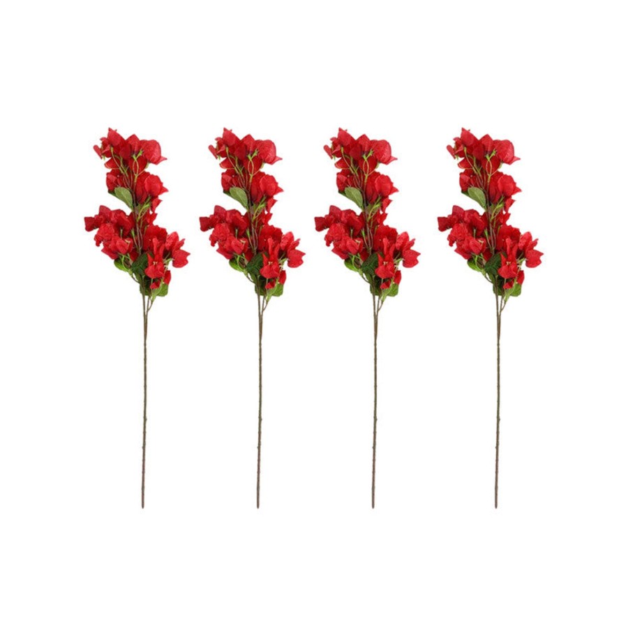 Artificial Turf Plants Wonderland | Red Bougainvillea Flowers (Set Of 4)