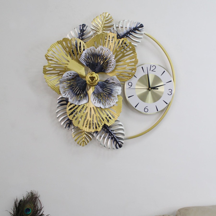 Home Decor Wonderland Wall Clocks | Luxury Floral Wall Clock, Wall Art For Home Decor, Living Room Decoration, Office