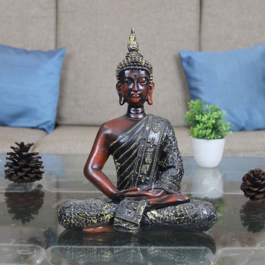 Garden Decor Wonderland Buddha And Monk Statue | Wonderland Polyresin Sitting Buddha Idol Statue Showpiece For Home Decor Decoration Gift Gifting