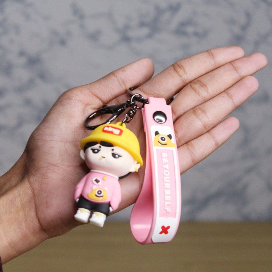 Gifts Wonderland | Wonderland Be Yourself Keychain In Pink 2-In-1 Cartoon Style Keychain And Bag Charms Fun And Functional Accessories For Bags And Keys