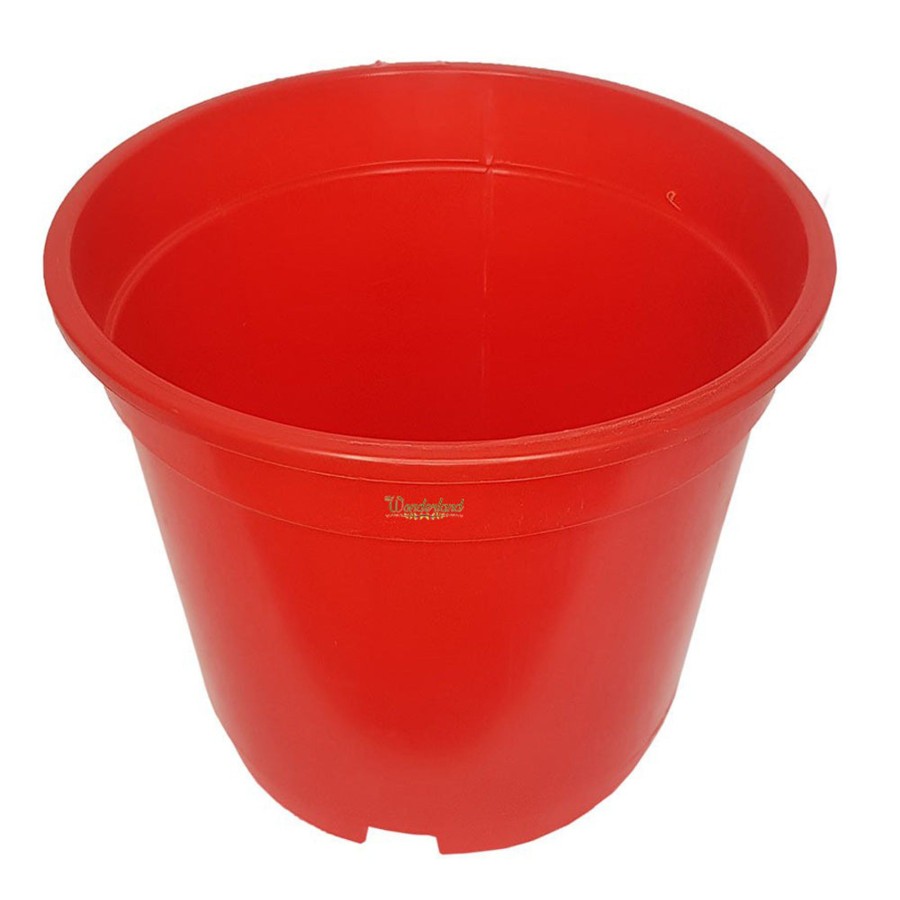 Garden Planters Wonderland | 8 Inch Set Of 3 Big Plastic Pots For Outdoor ( Plastic Pots For Home Plants) (Red)