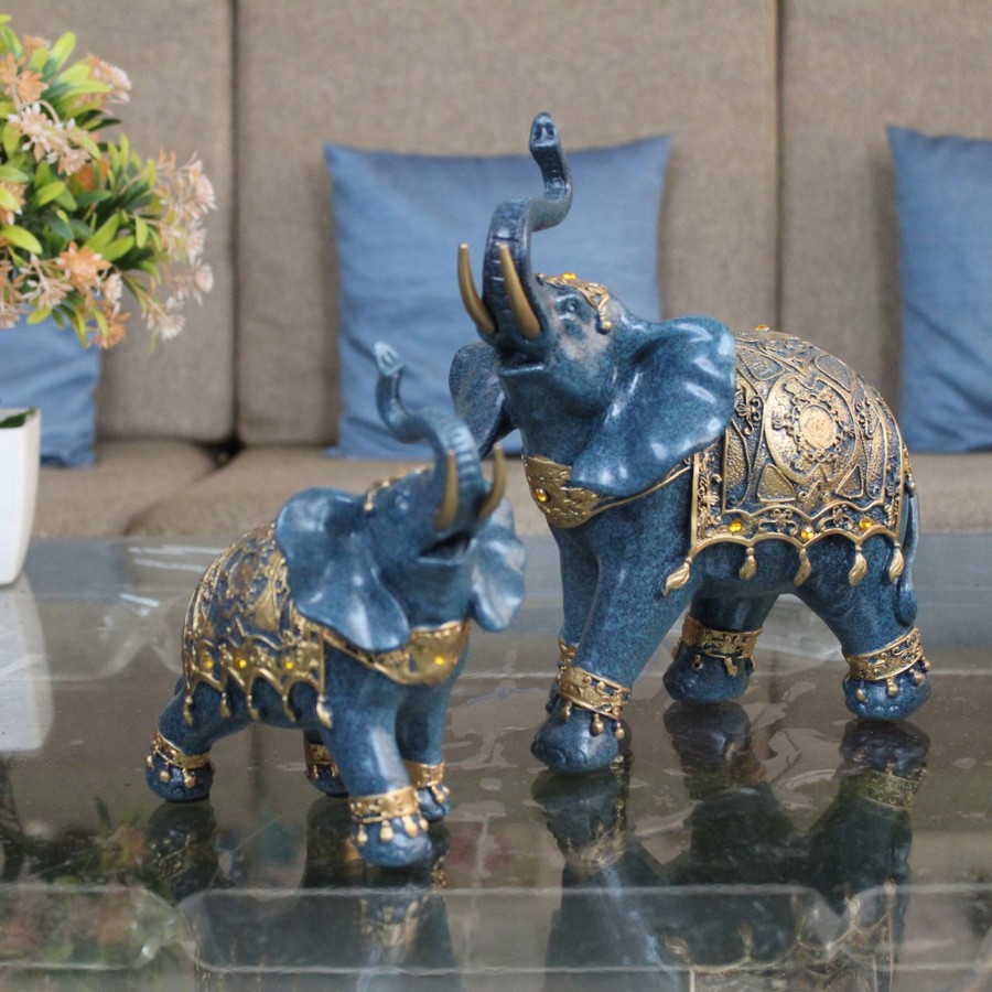 Home Decor Wonderland Animal And Bird Figurine | Set Of 2 Elephant Statue, Showpiece For Home Decor,Office Decoration, Gift