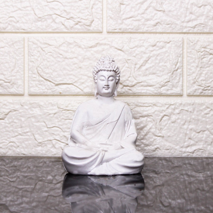 Garden Decor Wonderland Garden Statues | Small Buddha Statue For Home Decoration (White)