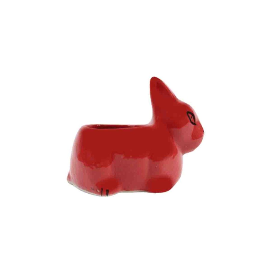 Garden Planters Wonderland | Rabbit Ceramic Planter For Home And Balcony Decoration (Red)