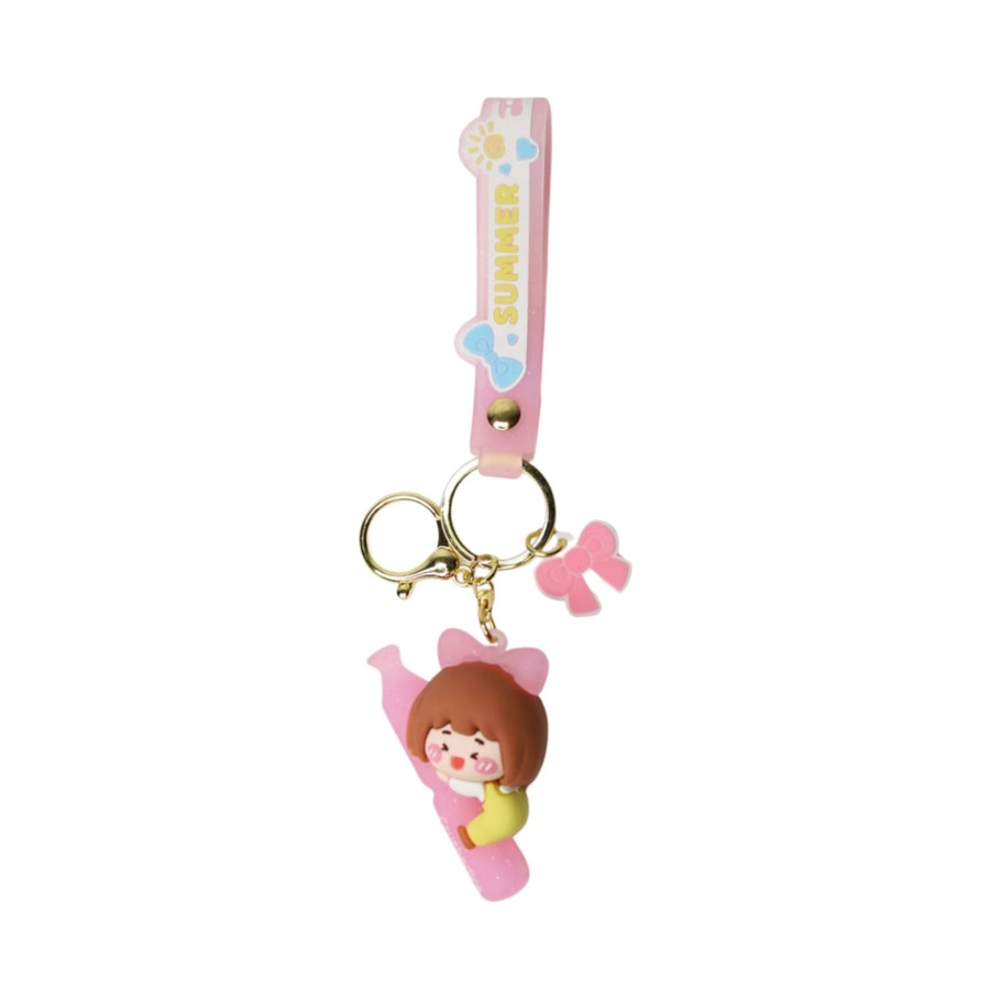 Gifts Wonderland | Wonderland Summer Keychain In Pink 2-In-1 Cartoon Style Keychain And Bag Charms Fun And Functional Accessories For Bags And Keys