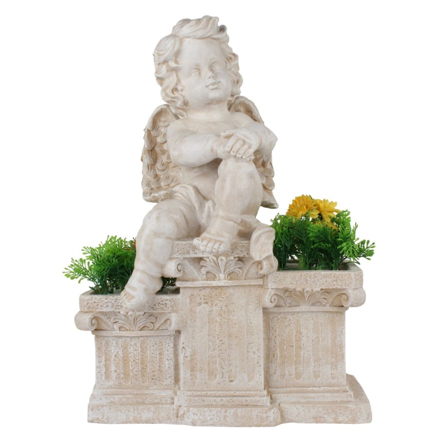 Garden Planters Wonderland | Angel With Two Pot Planter For Garden Decoration