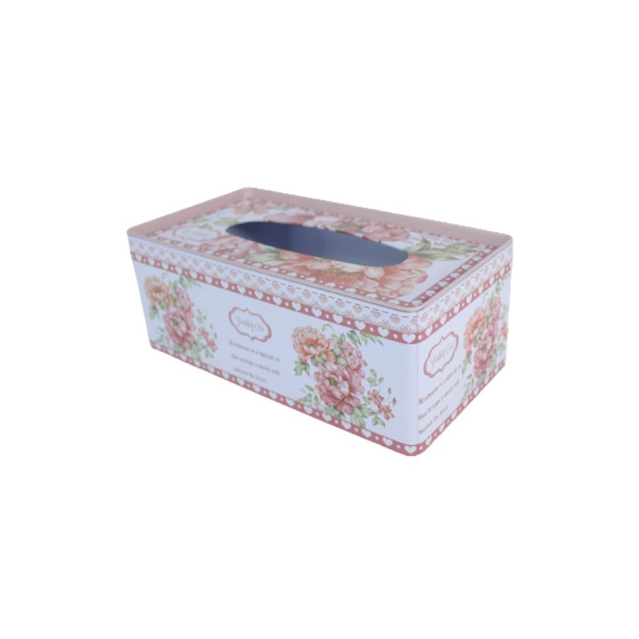 Home Decor Wonderland Garden Arts and Craft Container | Floral Printing Rectangular Tinplate Tissue Box