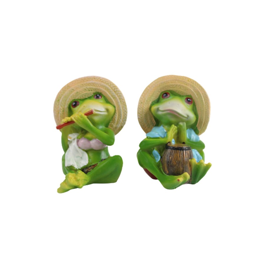 Home Decor Wonderland Animal And Bird Figurine | Wonderland( Pack Of 2 Resin Musical Small Frog Figurine