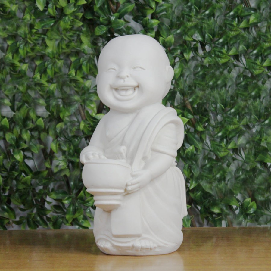 Garden Decor Wonderland Buddha And Monk Statue | Big Monk Statue For Home And Garden Decoration (White)