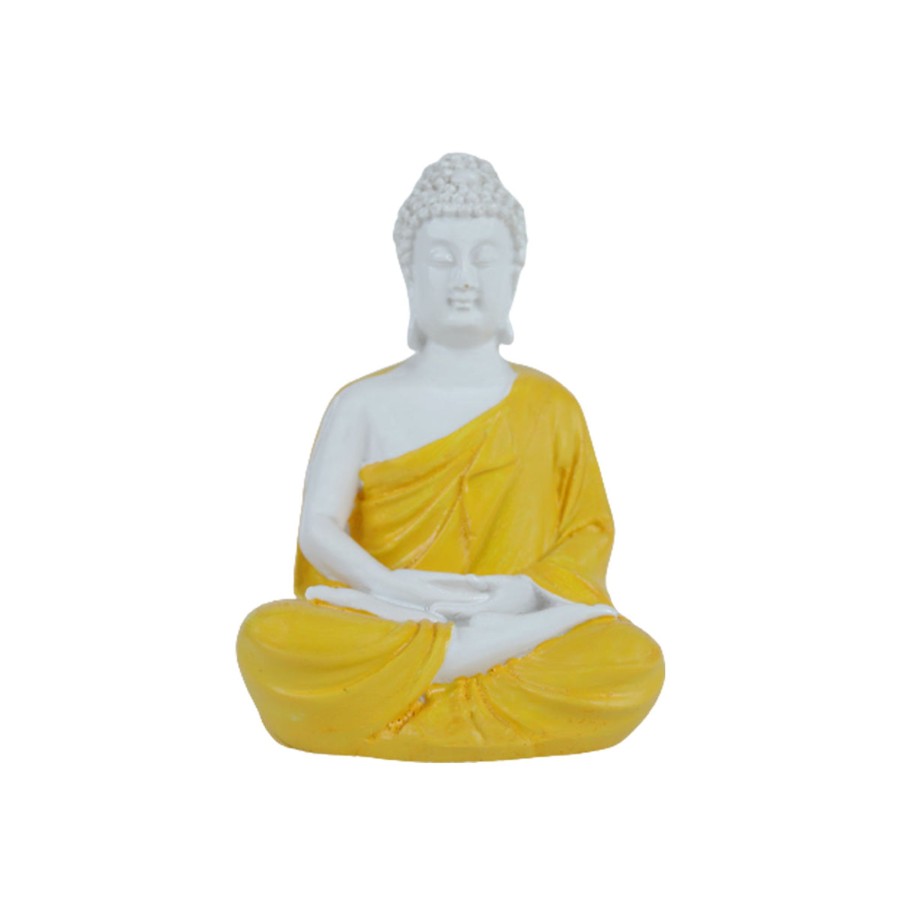 Miniature Fairy Garden Wonderland | (5 Inch) Small Buddha Statue (Yellow)