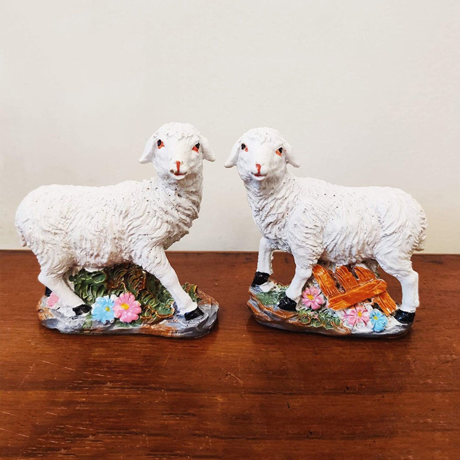 Garden Decor Wonderland Garden Statues | (Set Of 2) Sheep Statue For Home And Balcony Decoration