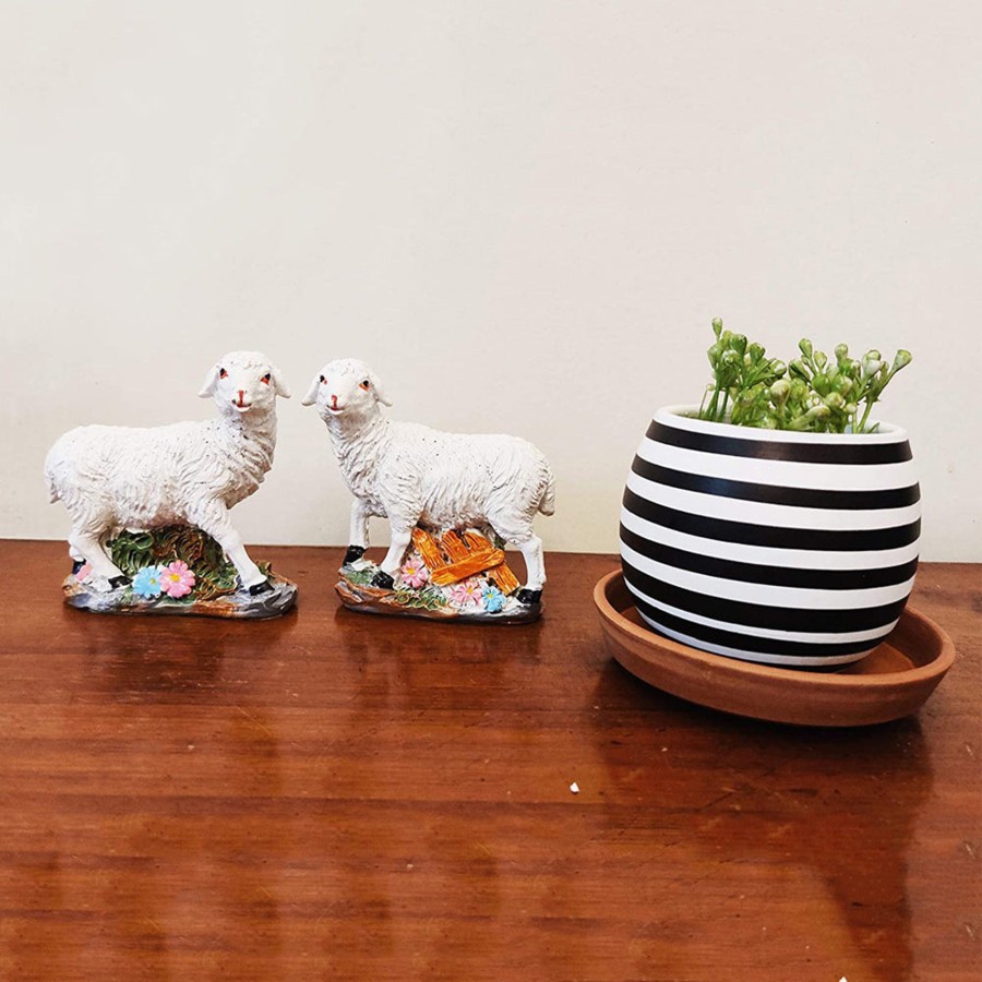 Garden Decor Wonderland Garden Statues | (Set Of 2) Sheep Statue For Home And Balcony Decoration