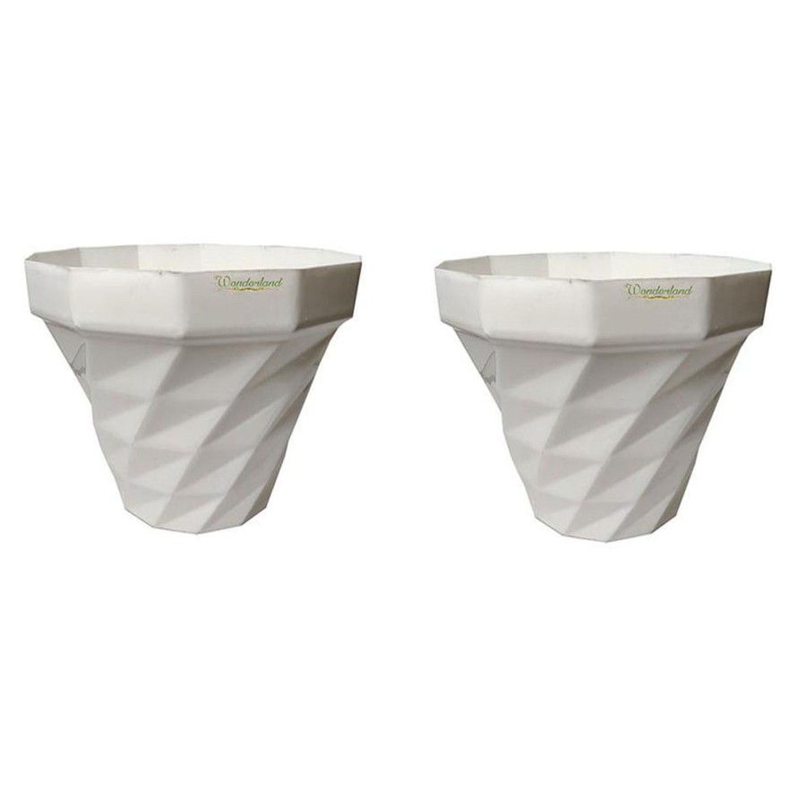 Garden Planters Wonderland | Plastic Pots : 3Dee White Plastic Planter Pots (Set Of 2)