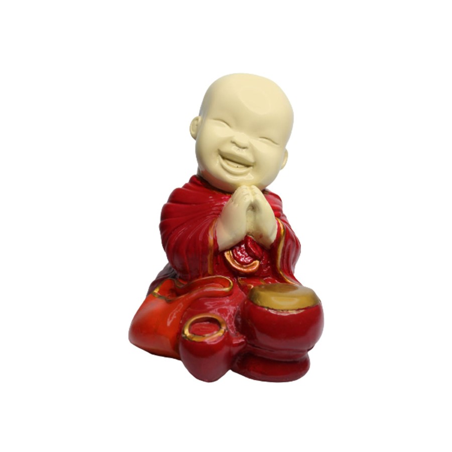 Garden Decor Wonderland Buddha And Monk Statue | Big Monks Statue For Home And Garden Decoration (Red)