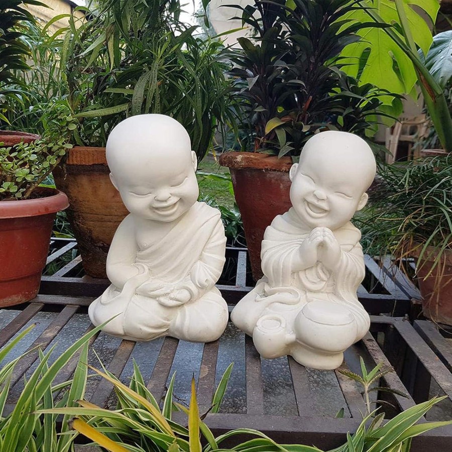 Garden Decor Wonderland Garden Arts and Craft Buddha And Monk Statue | (Set Of 2) Sitting Baby Monks Statue For Home And Garden Decor