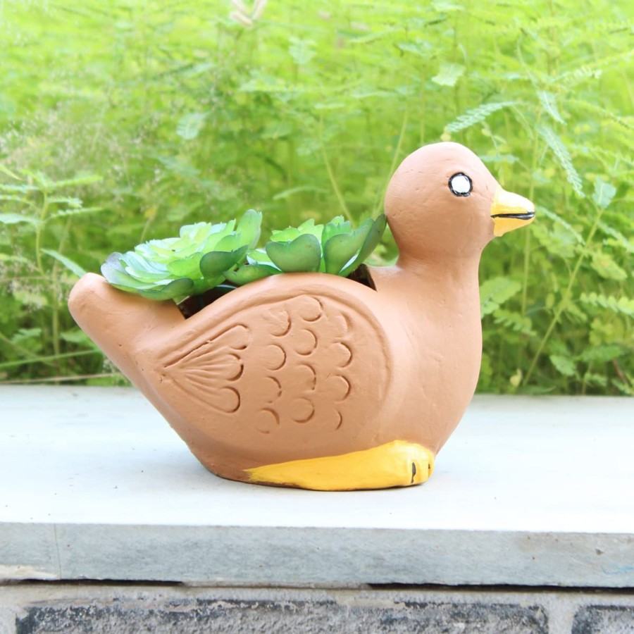 Garden Planters Wonderland | Terracotta Duck Pot For Small Plants & Succulents