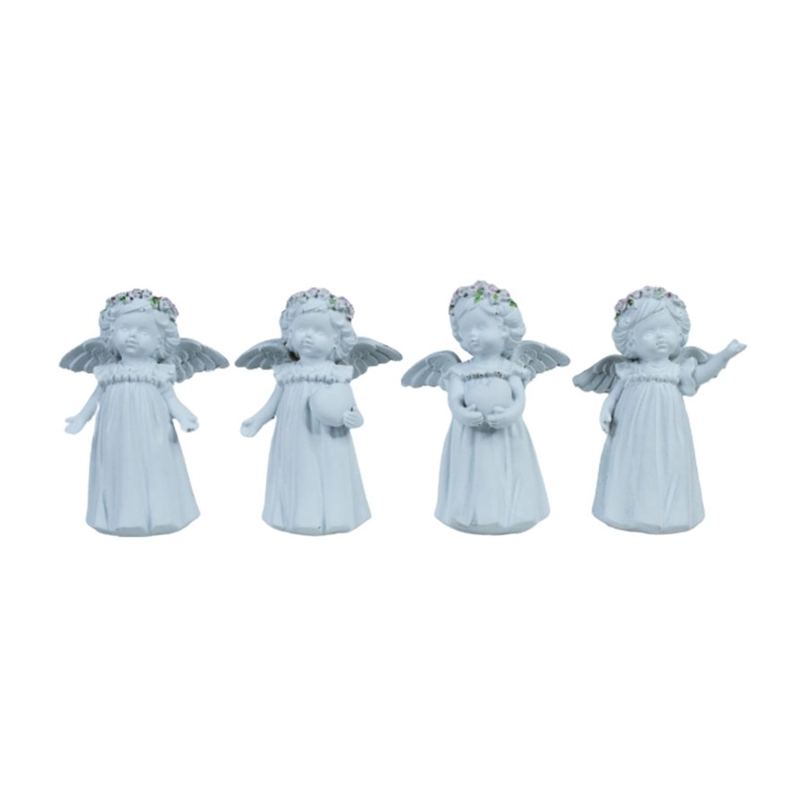 Home Decor Wonderland Table Top Decor | (Set Of 4) Standing Angels Statue