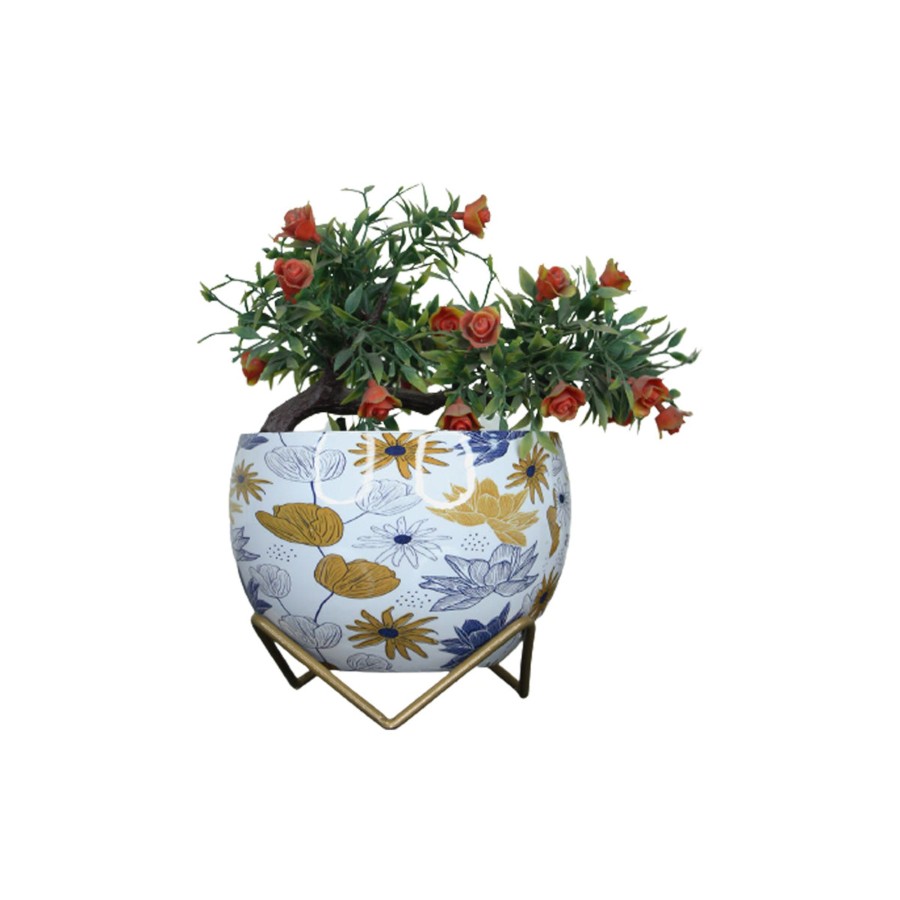 Garden Planters Wonderland | Multi Flower White Metal Pot