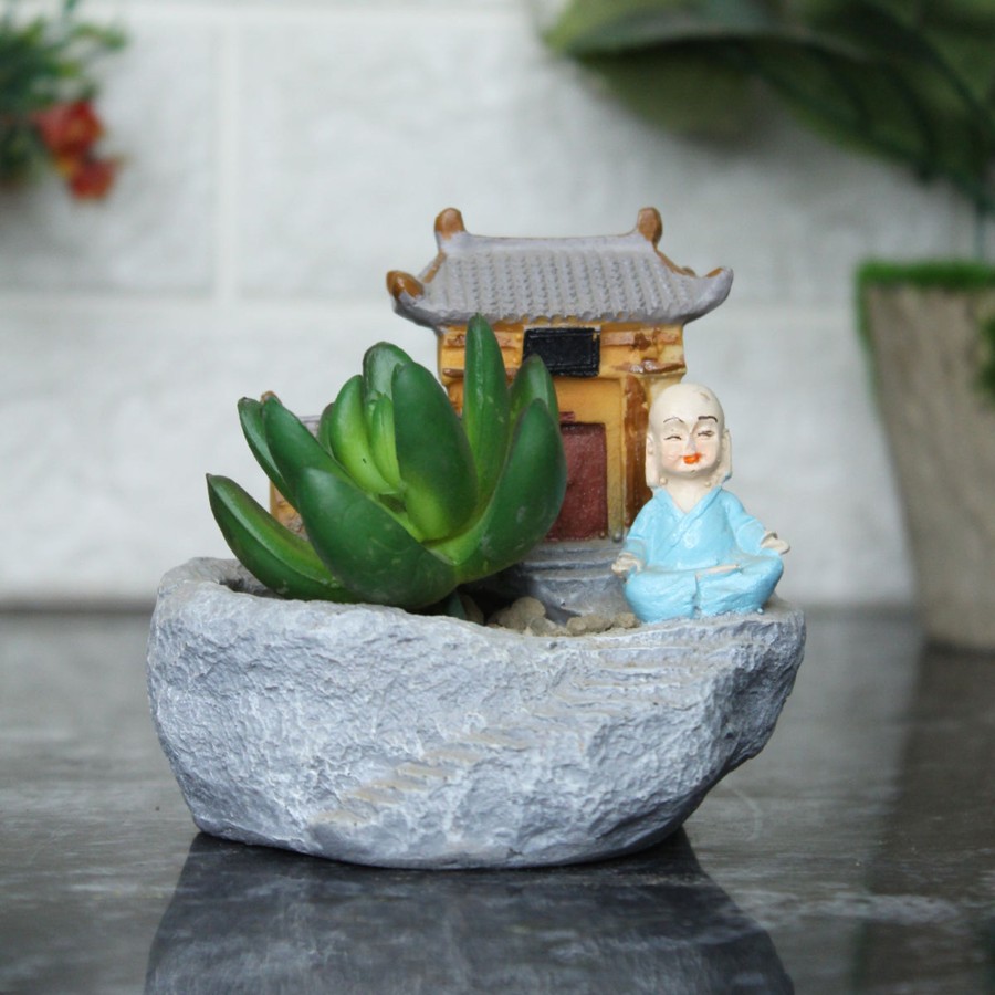 Garden Planters Wonderland | Monk With House Succulent Pot For Home Decoration