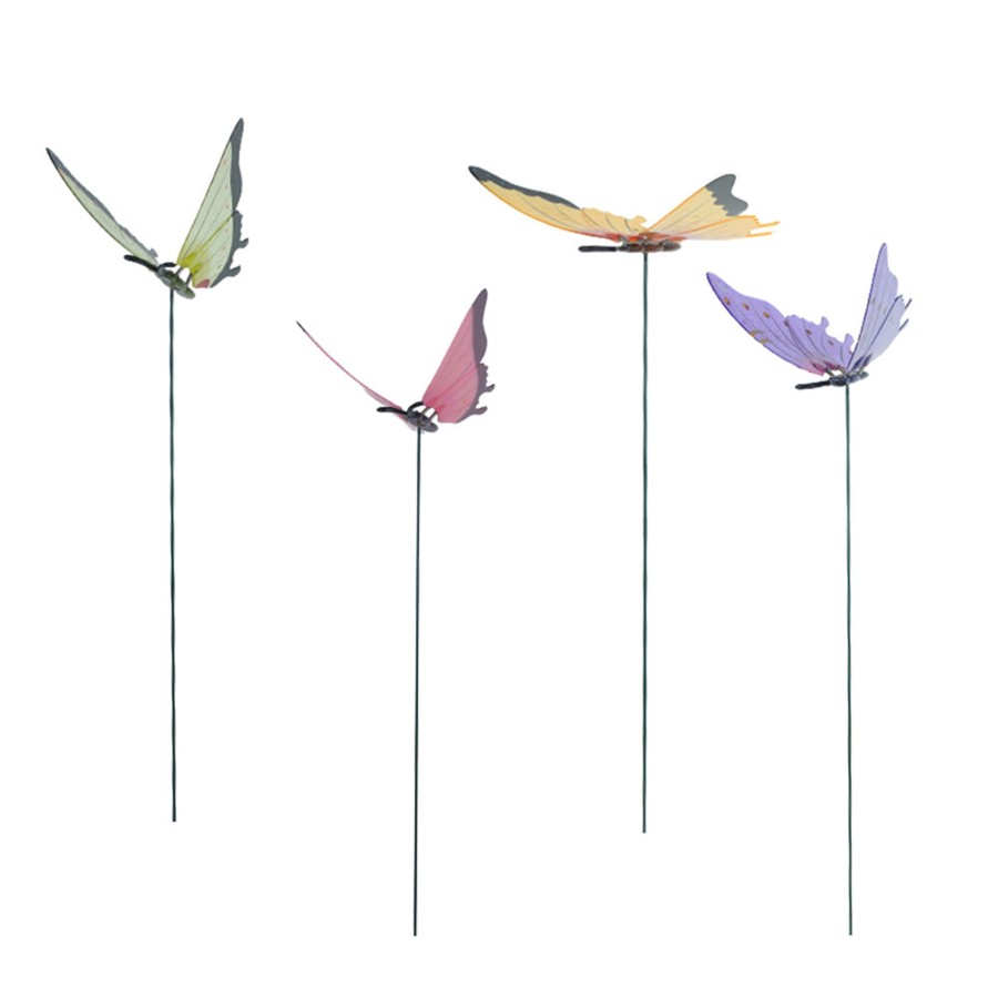 Garden Decor Wonderland Garden Stickes | (Set Of 4) Shiny Butterfly Stake/Stick For Garden Decoration