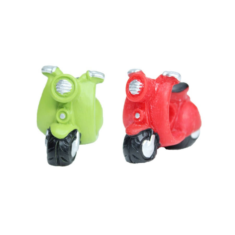 Miniature Fairy Garden Wonderland | Miniature Toys - Set Of 2 Scooter (Red & Green) ( Fairy Garden Accessories)