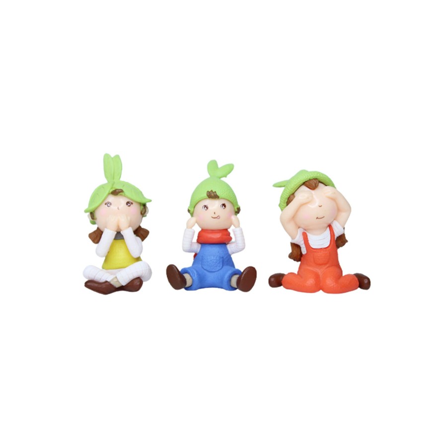 Miniature Fairy Garden Wonderland | Miniature Toys Set Of 3 Green Cap Kids(Miniature Fairy Garden Accessoriesfor Diy Tray Garden Plant Decor)