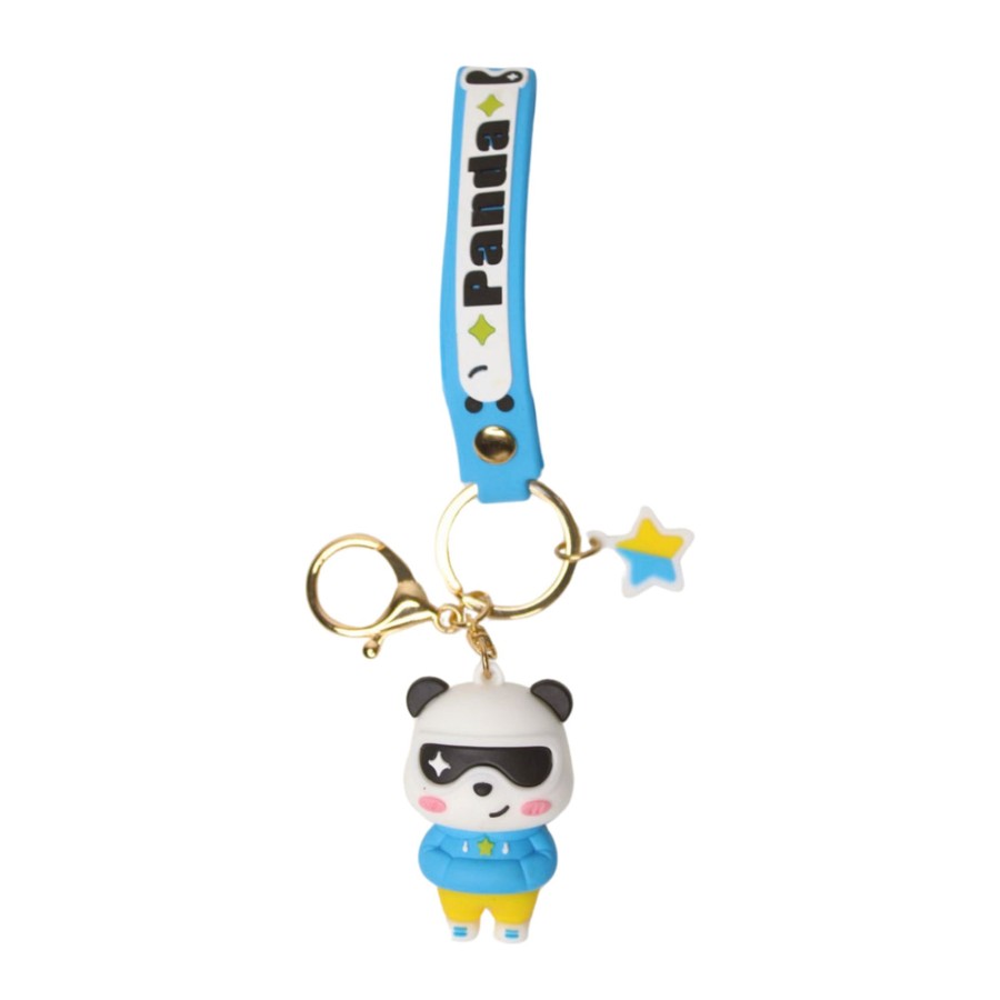 Gifts Wonderland | Wonderland Panda Specs Keychain In Blue 2-In-1 Cartoon Style Keychain And Bag Charms Fun And Functional Accessories For Bags And Keys