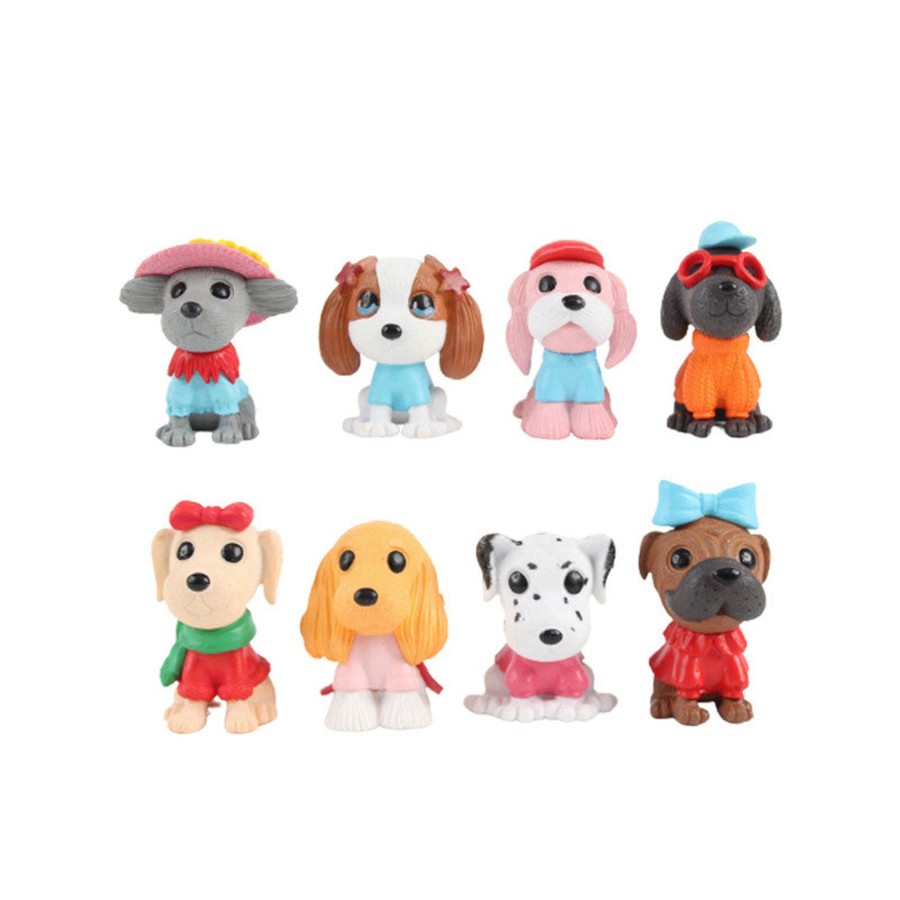 Miniature Fairy Garden Wonderland | Wonderland Miniature Toys Set Of 8 Funny Mini Dogs