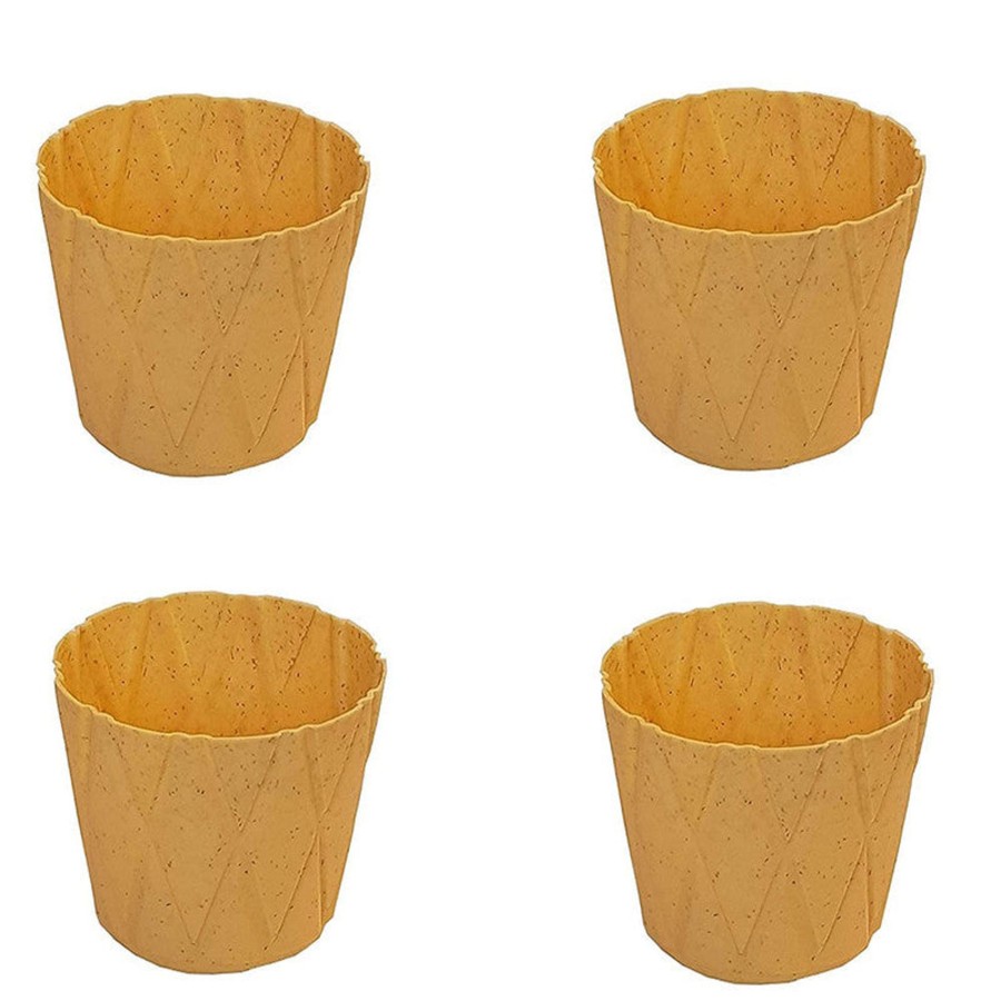 Garden Planters Wonderland | (Set Of 4) 4 X 4" Solitaire Pot For Home Garden, Beige