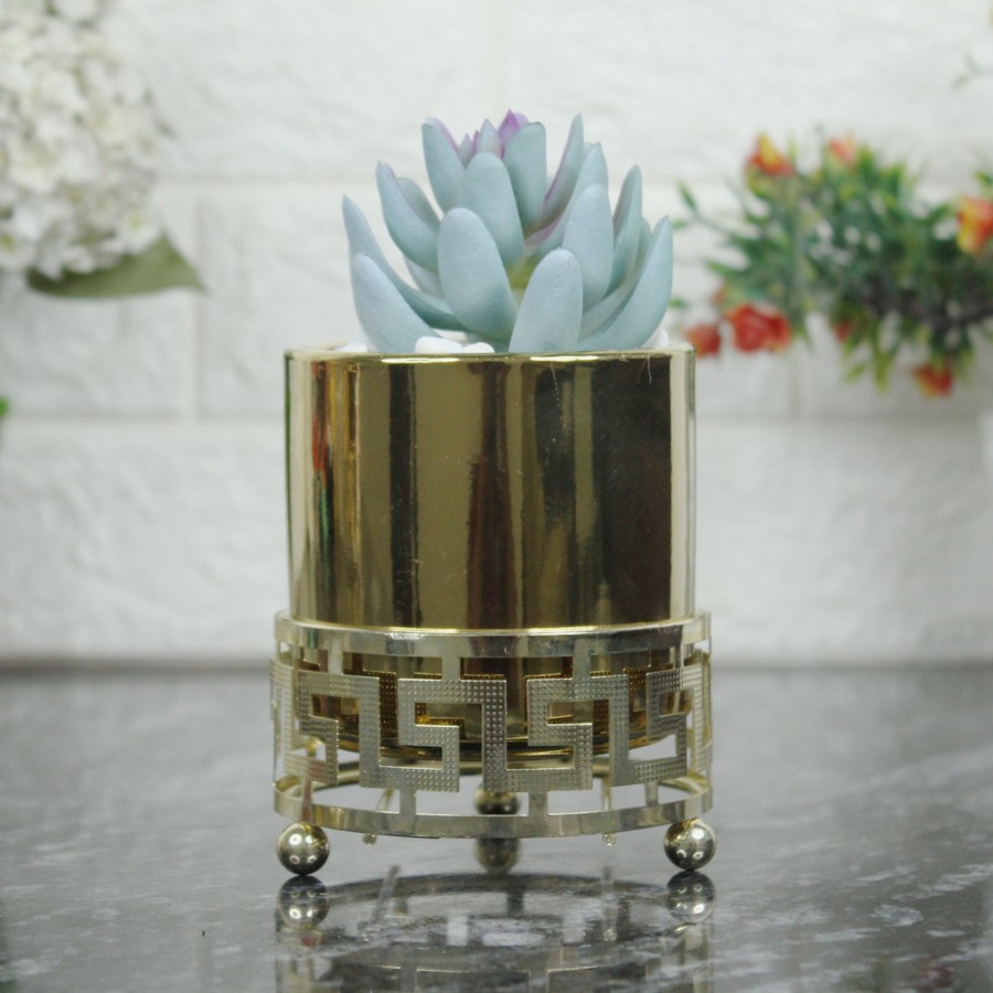 Artificial Turf Plants Wonderland | Golden Ceramic Pot With Artificial Plant