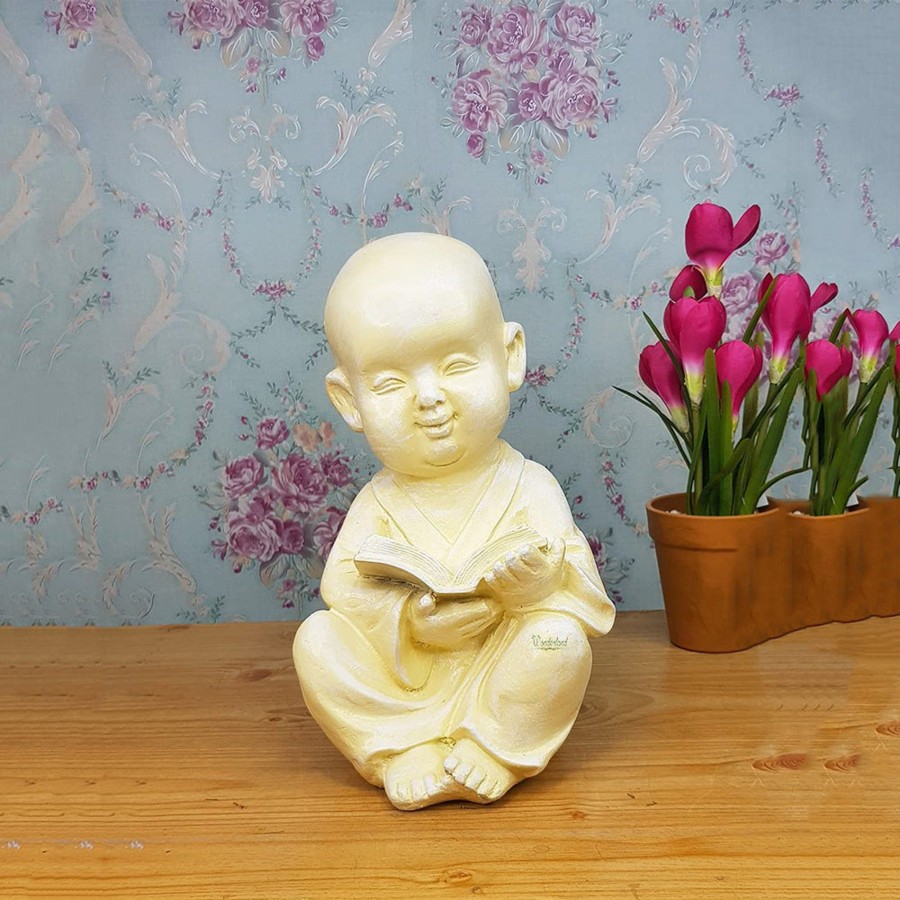 Garden Decor Wonderland Buddha And Monk Statue | Monk With Book Statue For Home And Garden Decoration