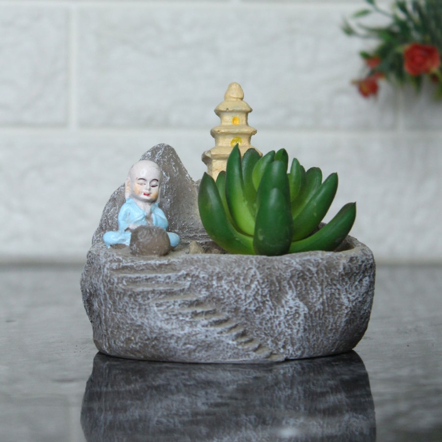 Garden Planters Wonderland | Resin Monk & Temple Succulent Pot For Home Decoration