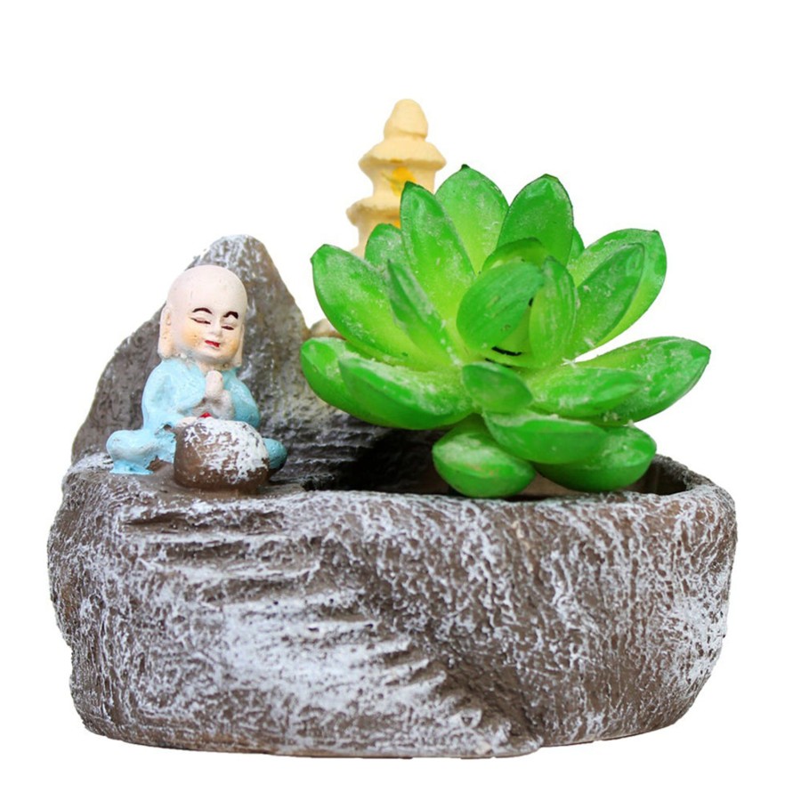 Garden Planters Wonderland | Resin Monk & Temple Succulent Pot For Home Decoration