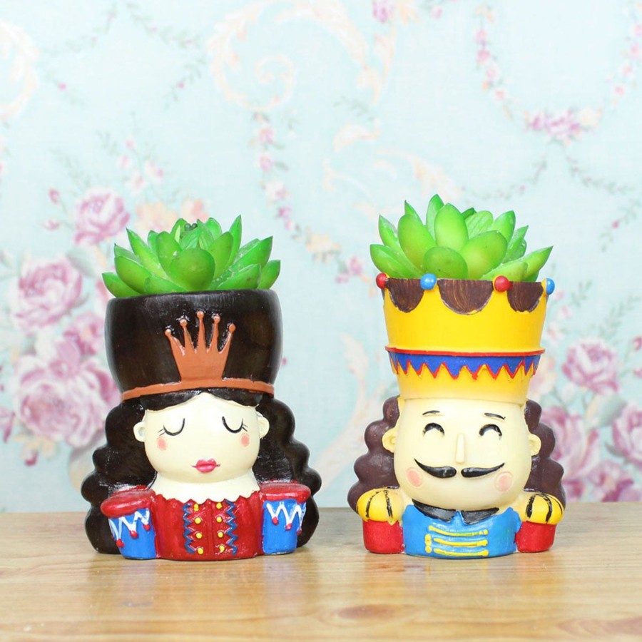 Garden Planters Wonderland | (Set Of 2) King & Queen Succulent Pots