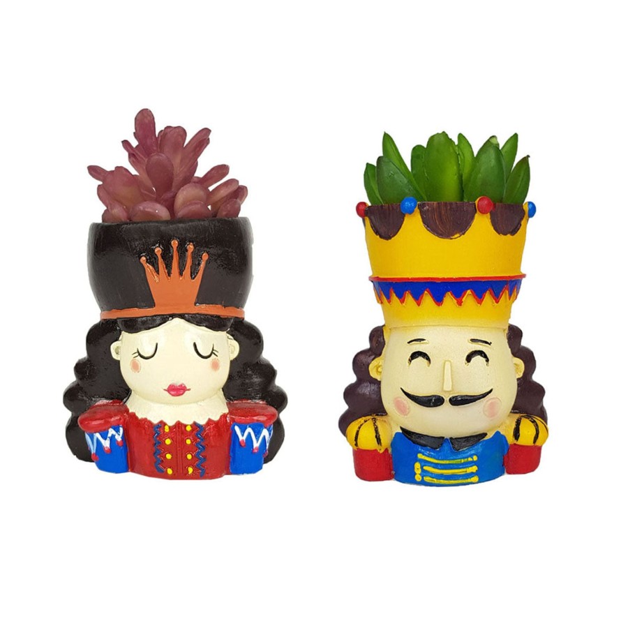 Garden Planters Wonderland | (Set Of 2) King & Queen Succulent Pots