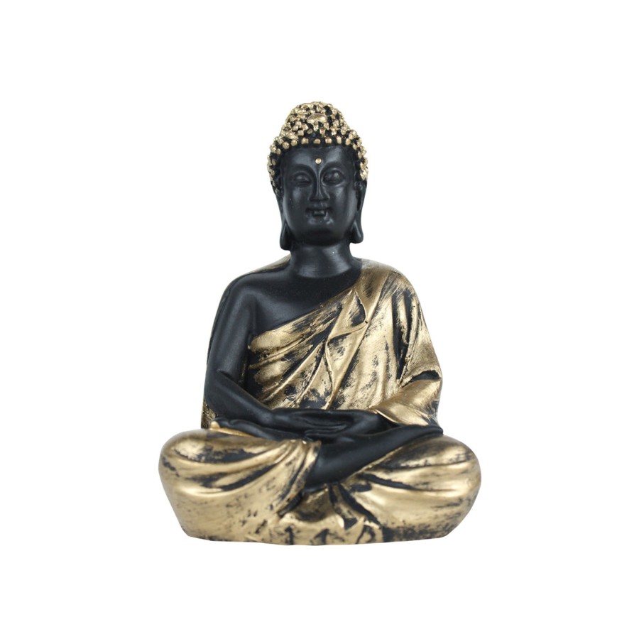 Miniature Fairy Garden Wonderland | (5 Inch) Small Buddha Statue (Golden)