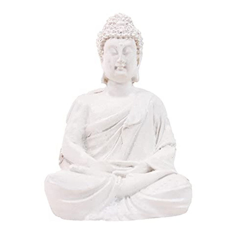 Miniature Fairy Garden Wonderland | Small Buddha Statue For Home Decoration (White)