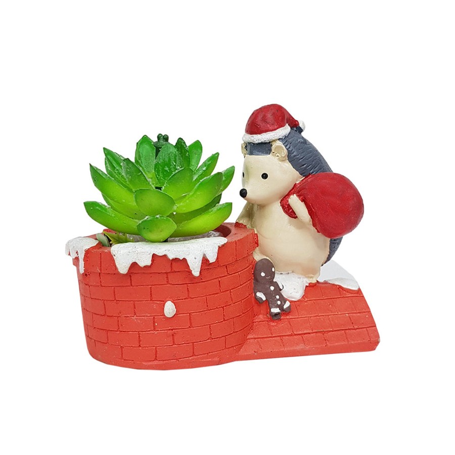 Garden Planters Wonderland | Hedgehog Santa Succulent Pot For Home And Balcony Decoration