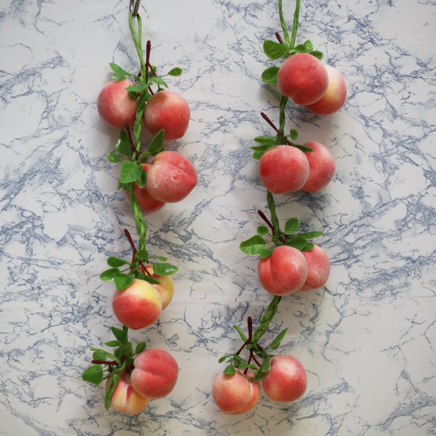 Artificial Turf Plants Wonderland | Wonderland Artificial Real Looking Peach String (Set Of 2) | Natural Real-Looking Artificial Fruits And Vegetables