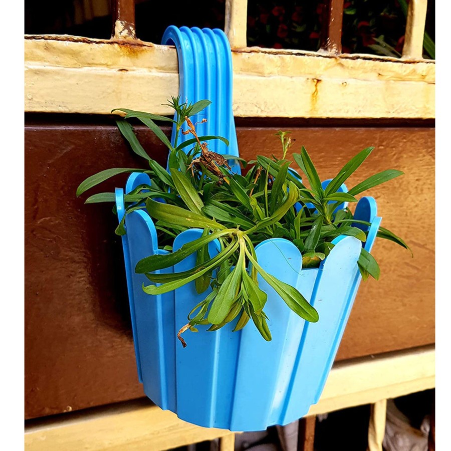 Garden Planters Wonderland | Wonderland (Set Of 5) French Hook Premium Plastic Railing Planter In Light Blue