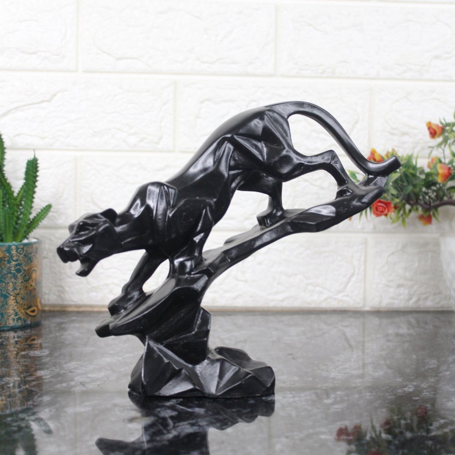 Home Decor Wonderland Table Top Decor | Wonderland Black Panther Jaguar Statue Showpiece Modern Geometrical Abstract Leopard Resin Animal Sculptures For Home Decor Living Room Gift Item