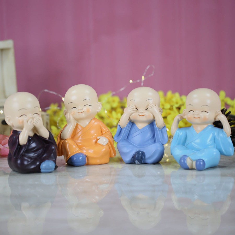 Home Decor Wonderland Human Figurine | Wonderland ( Set Of 4) 2.3 Inch Height Cute Four Sitting Monk