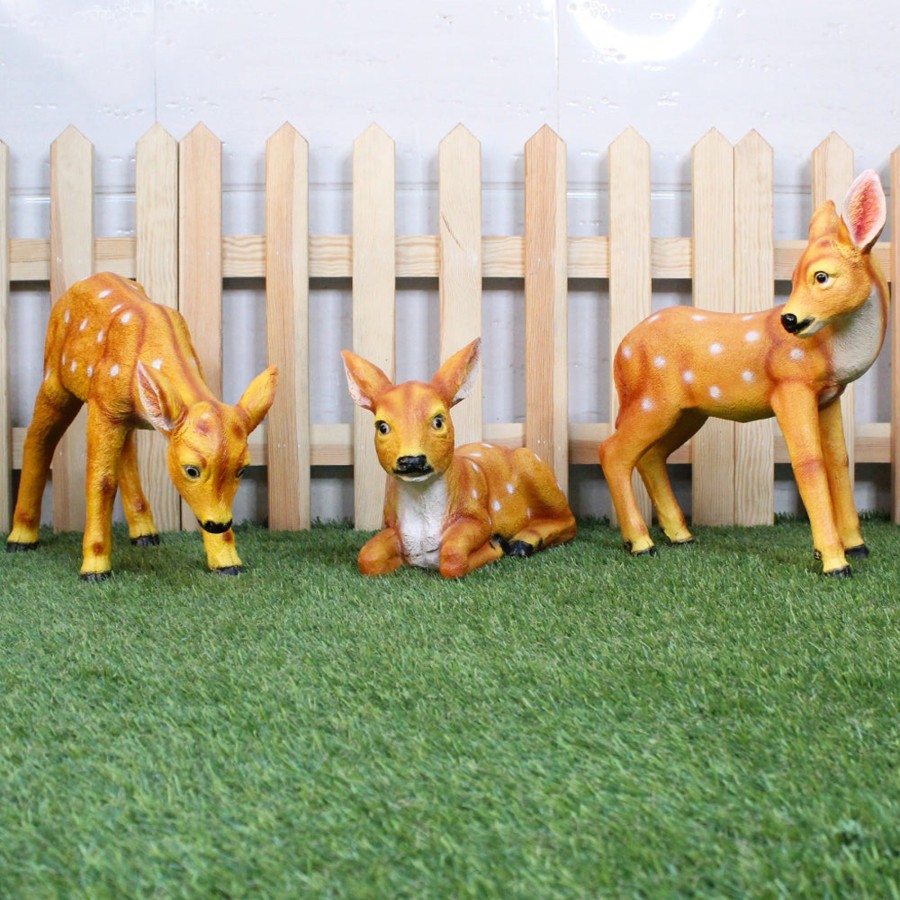 Garden Decor Wonderland Garden Statues | (Set Of 3) Deer For Balcony And Garden Decoration