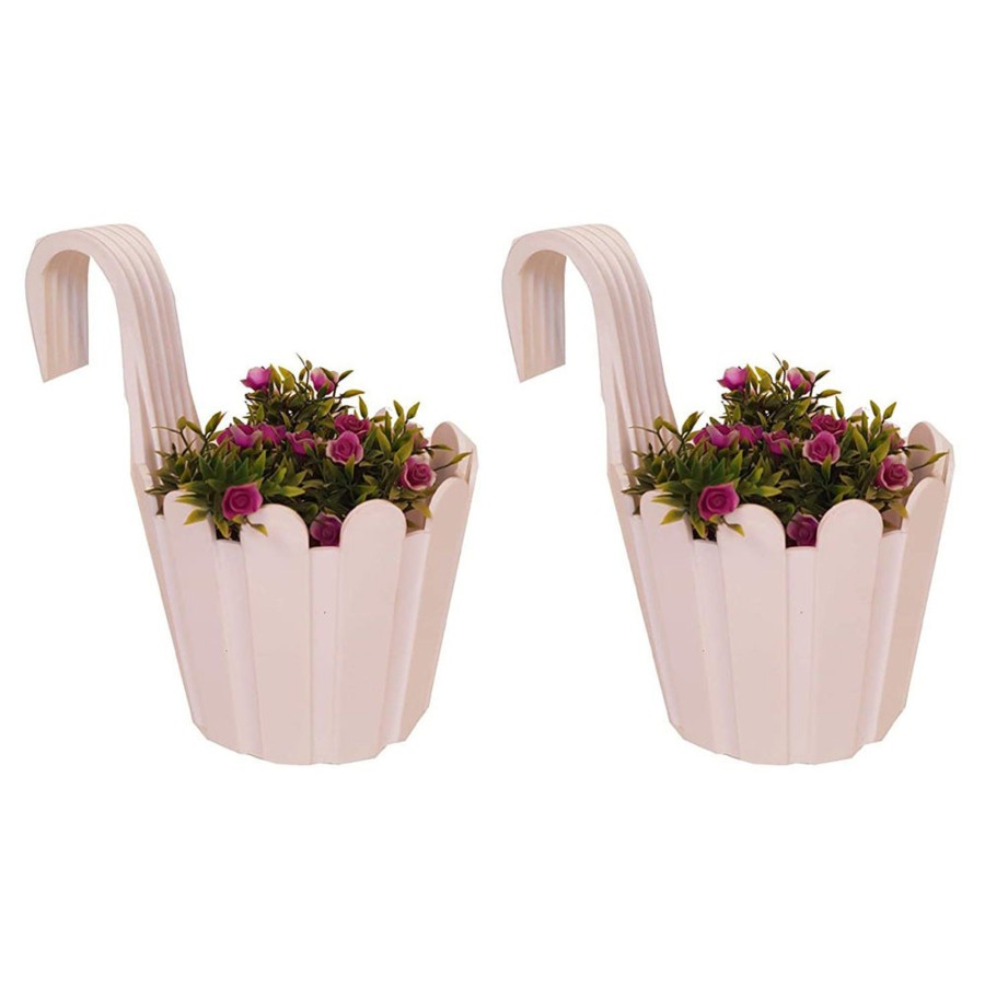 Garden Planters Wonderland | Wonderland (Set Of 2) French Hook Plastic Railing Planter (White)