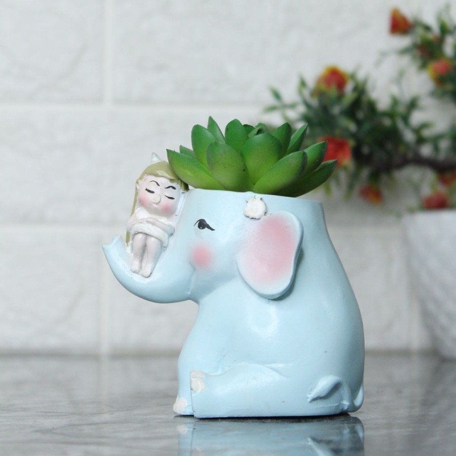 Garden Planters Wonderland | Blue Elephant Succulent Pot For Home And Balcony Decoration