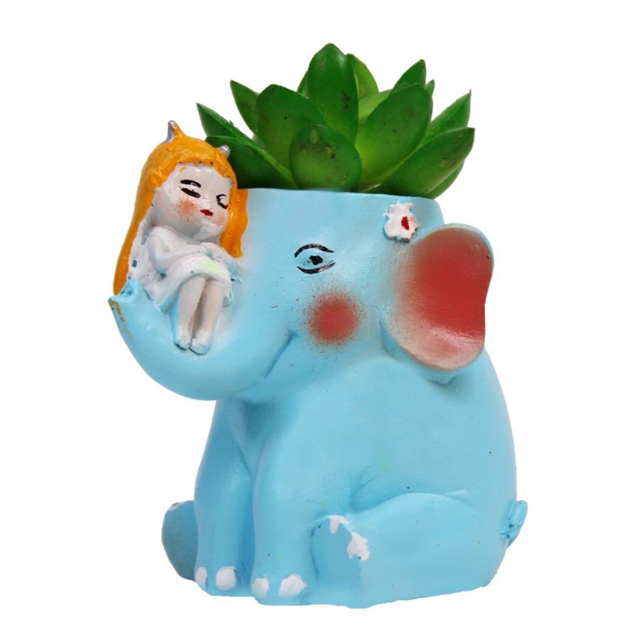 Garden Planters Wonderland | Blue Elephant Succulent Pot For Home And Balcony Decoration