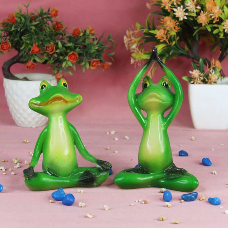 Garden Decor Wonderland Garden Statues | (Pack Of 2) 5.8 Inches Yoga Frog For Garden Or Home Decoration