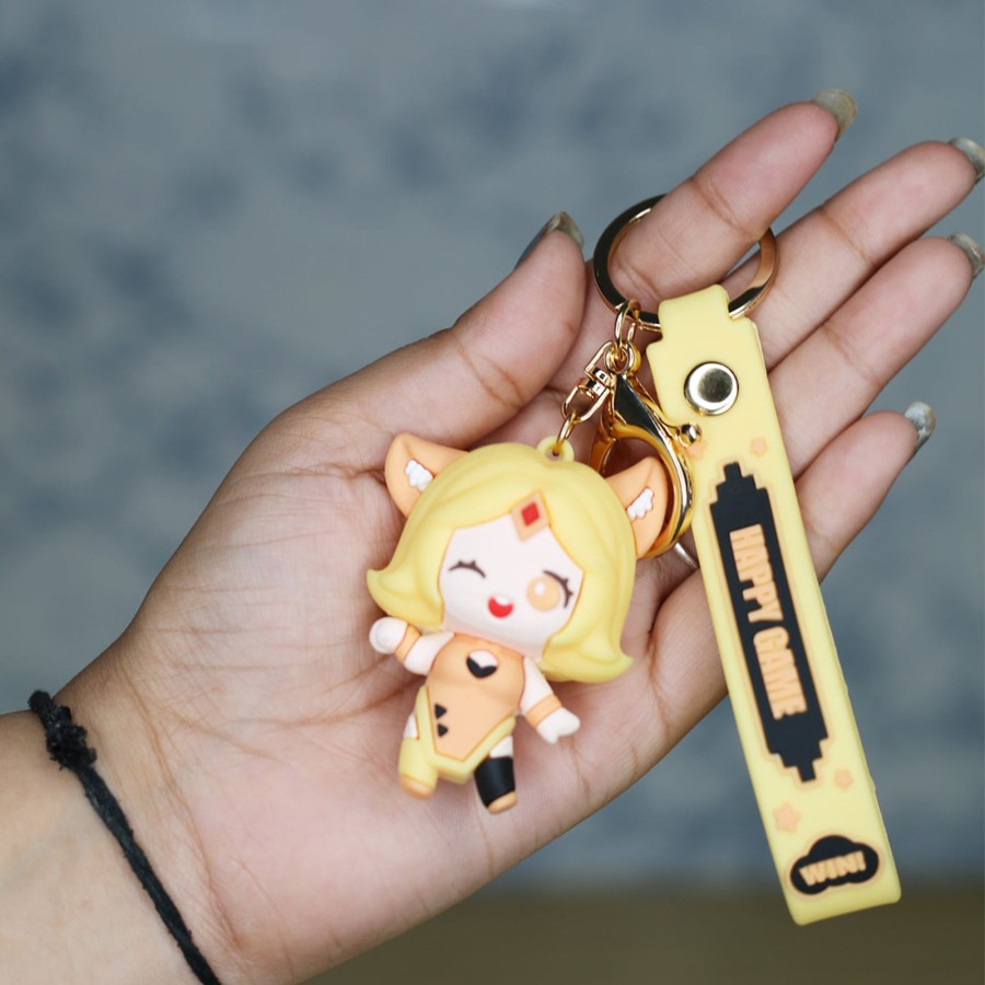 Gifts Wonderland Garden Arts and Craft | Yellow Doll Cartoon Style Keychain With Band ( Yellow)